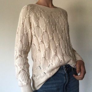 Knitted Pintelle Crewneck Sweater